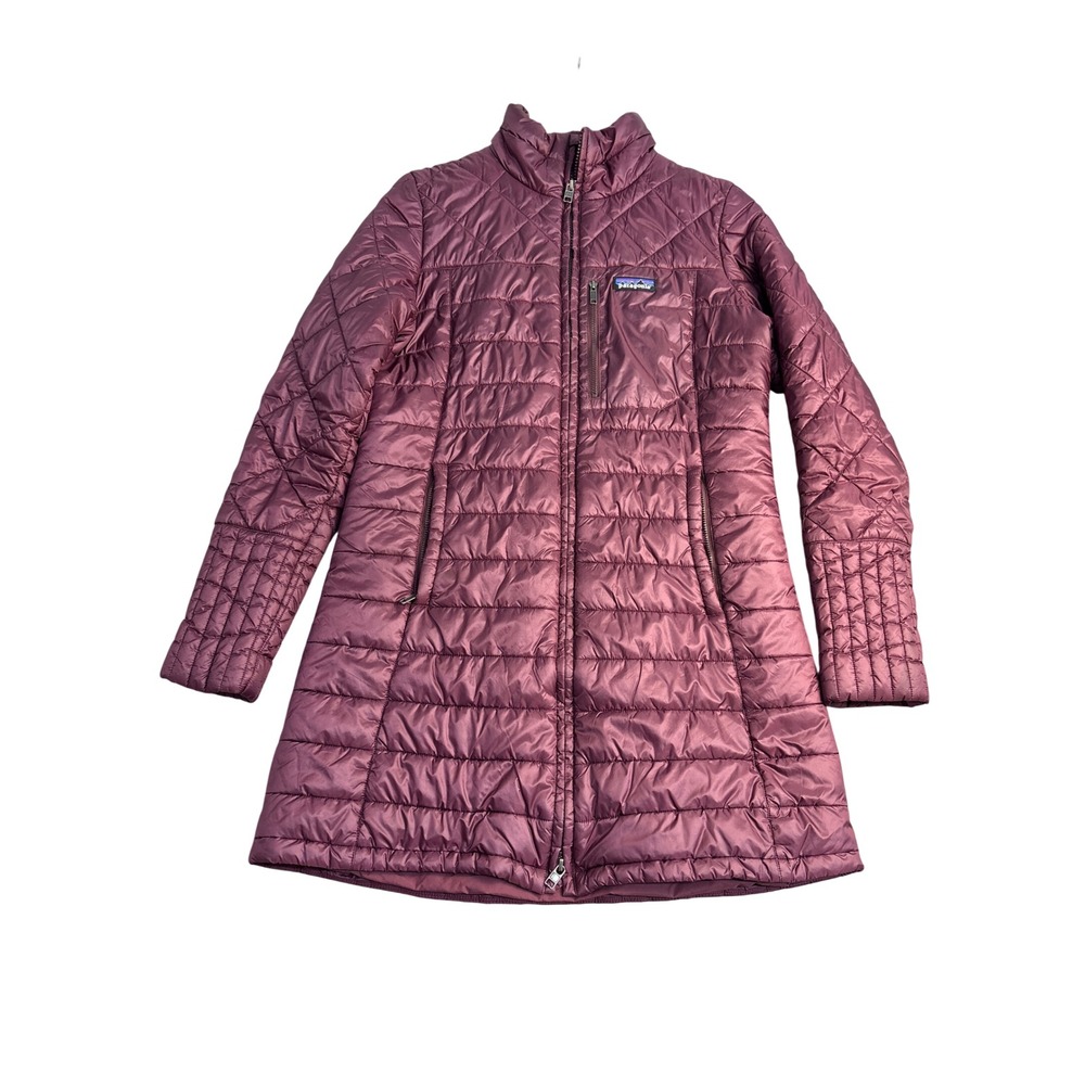 Patagonia Nano Puff Parka Womens Medium Purple Quilted Insulated Full Zip Coat